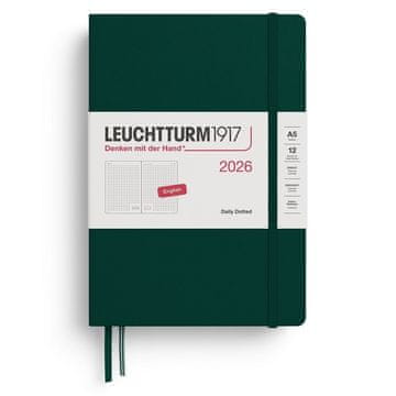 Leuchtturm1917 Dnevni planer 2026 srednji (A5) gozdno zelena