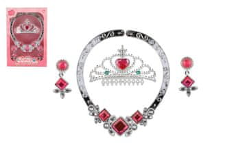 Teddies Lepotni set plastična krona, ogrlica, uhani v škatli 15x22cm