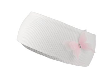 Bombažni naglavni trak za dojenčka z dekoracijo - Beli metulj