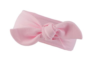 Bombažni naglavni trak za dojenčka - vozel - roza sv.