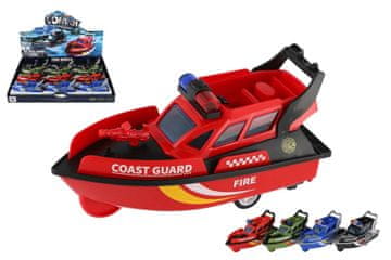 Teddies Čoln / Reševalni čoln plastika 14cm na vztrajnik 4 vrste