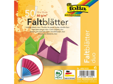 FOLIA Origami papirji 15x15cm, 50 listov, DUO