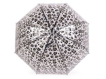 Dama/dekle prozoren dežnik z leopardom - kremasta svetloba