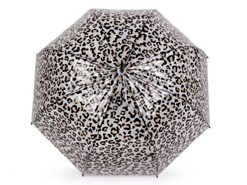 Damski/dekliški prozoren dežnik z leopardom - bež light
