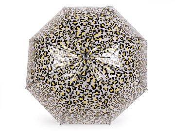 Ženski/mladinski prozorni dežnik z leopardjim vzorcem - rumen