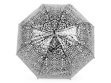 Prozoren leopardji dežnik za ženske/mladostnice - črn