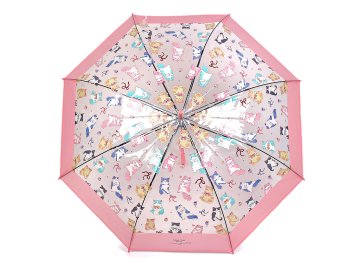 Ženski / dekliški prozorni dežnik za izmetavanje - roza