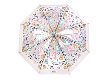 Ženske / dekliške prozorne dežnikarske mačke z izmetom - bele