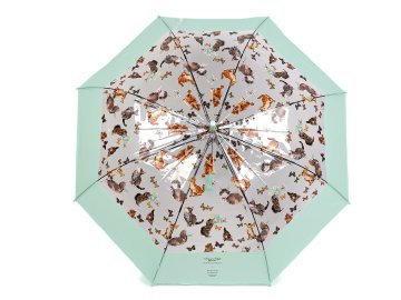 Ženski / dekliški prozorni dežnik z izmetom mačke - mint light