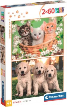 Clementoni Sestavljanka Kosmati bratje in sestre 2x60 kosov