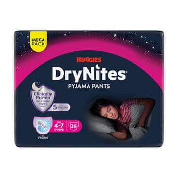 HUGGIES DryNites MEGA 17-30 kg dekliške plenice za enkratno uporabo, 26 kosov, M