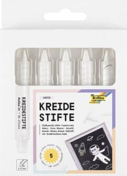 FOLIA Krede v svinčniku bele barve/5 kosov