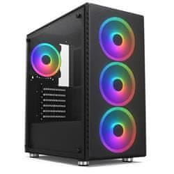 1stCOOL RAINBOW 4, ohišje ATX, 4x RGB ventilator, USB3, črno