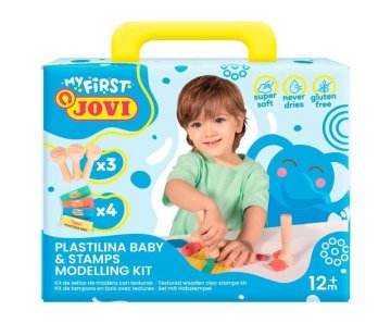 JOVI BABY plastelin 4x38g + 3 leseni žigi