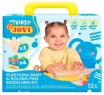 JOVI BABY plastelin 4x38g + 3 leseni valjčki
