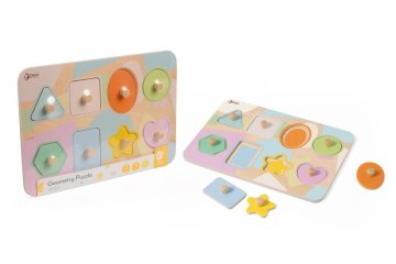 Sestavljanka/Puzzle board geometrijske oblike les v foliji 30x21cm 24m+