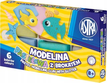 ASTRA Toplotno utrjeni plastelin 6 barv pastelnih z bleščicami