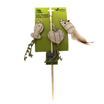 Lesena vaba 3 zamenljive igrače z mačjo meto