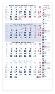 Stenski koledar 2026 - Četrtletni modri z opombami