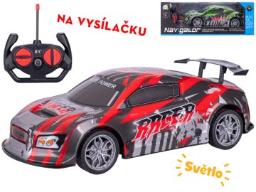 R/C dirkalni avto 26 cm 27 MHz polno delujoč na baterije s svetlobo - mešanica barv (rdeča, zelena)