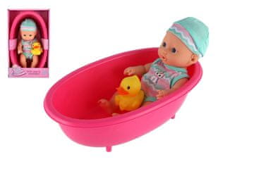 Otroška lutka z račko 22cm v plastični kadi