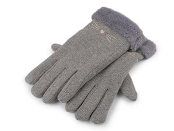 Dekliške rokavice s krznom, izolirane, na dotik - svetlo sive