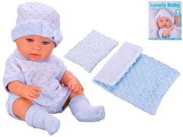 Otroško trdo telo 33 cm modro z odejami