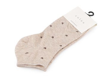 Ženske / dekliške bombažne gležnjarske nogavice - beige light heart