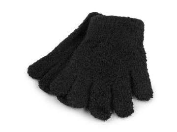 Otroške pletene frotirne rokavice - črne