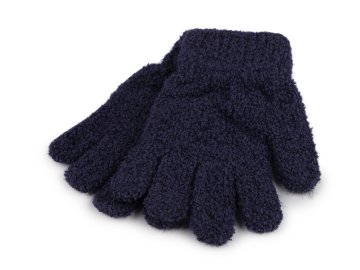 Otroške pletene frotirne rokavice - temno modre