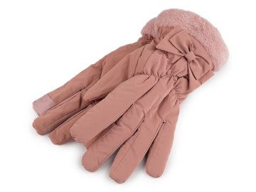 Ženske semiš rokavice, izolirane, na dotik - puder