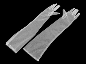 Dolge formalne rokavice iz tila - bele