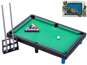 Biljardna miza 41,5x28,5 cm s palico 2 kosa in kroglami 16 kosov - mešanica barv (zelena, modra)