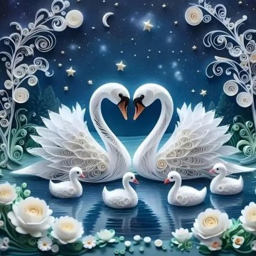 Diamantna slika - Swan Love 30x40 cm