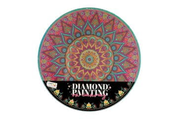 Ustvarjalni set diamantno slikarstvo mandala - cvet zelene barve na okroglem platnu 30cm