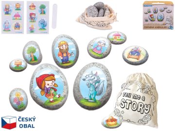 Rdeča kapica pravljični set kamnov z nalepko 10 kosov