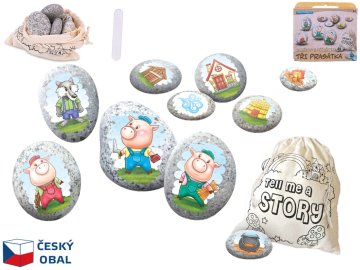 Trije prašički pravljični set kamnov z nalepko 10 kosov