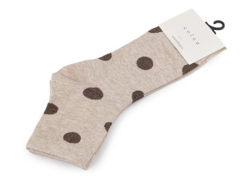 Ženske / dekliške bombažne nogavice - bež svetle pike