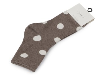 Ženske / dekliške bombažne nogavice - bež temne pike