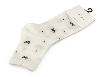 Ženske / dekliške bombažne nogavice - kremasta lahka pentlja