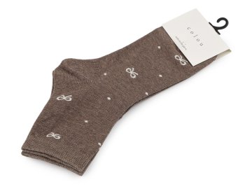 Ženske / dekliške bombažne nogavice - beige dark bow