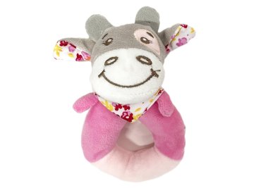 Hropeča plišasta krava z obročem 13cm