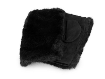 Ženske rokavice brez prstov s krznom - črne