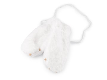 Otroške rokavice iz krzna s packo in vrvico - kremne najlažje.