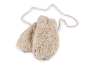 Otroški krzneni rokavčki s packo in vrvico - svetlo bež