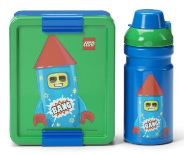 Komplet prigrizkov LEGO Rocket (steklenička in škatla) - modra/zelena
