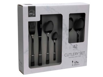KOMPLET JEDILNEGA PRIBORA 42 KOSOV ČRNE BARVE