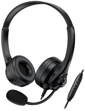 Genius HS-235U AI slušalke, žične, slušalke, mikrofon, Copilot, nadzor glasnosti, 2,4 m kabel, USB, črne