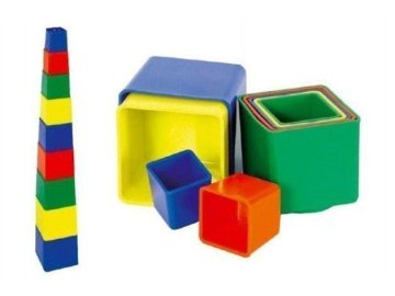 Směr Kubus piramidna sestavljanka kvadratna plastika 4 barve 12m+