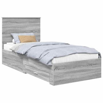 Vidaxl Konstrukcija postelje Siva Sonoma 90 x 200 cm Konstruiran les